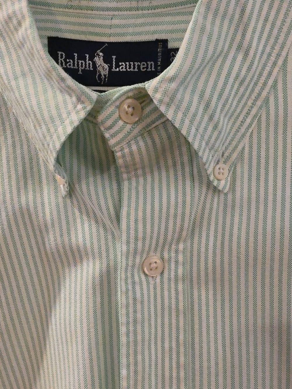 Ralph Lauren Mint and White Striped Button-Down Shirt
